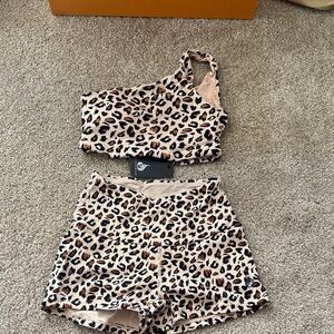 Ryderwear Leopard Print Women Shorts and Top Set